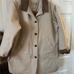 L.L. Bean Women's Beige Utility Jacket with Dark Brown Details